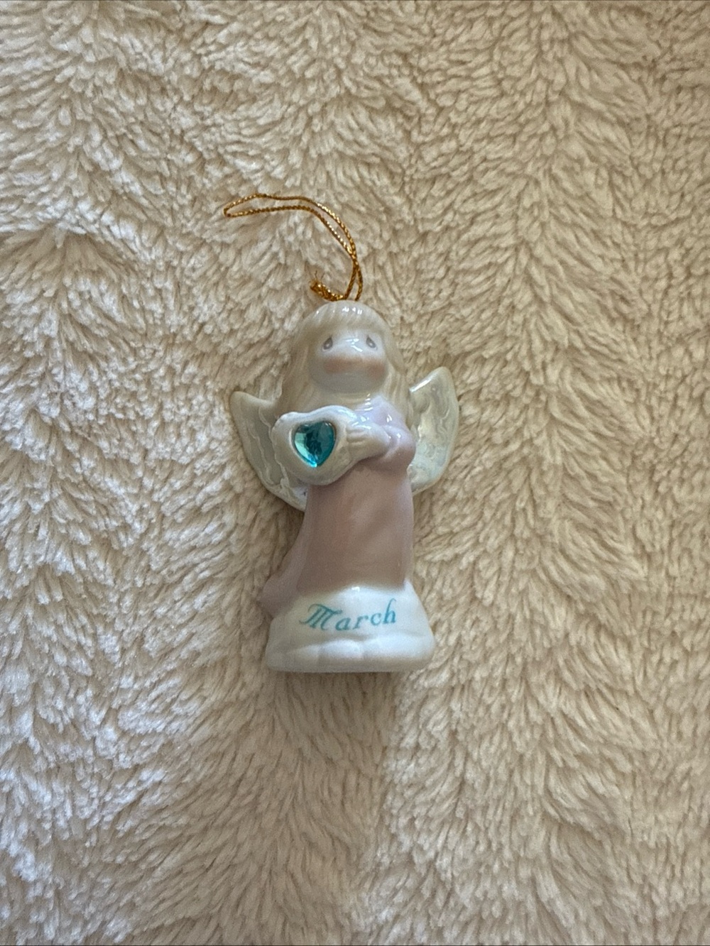 Enesco Vintage Precious Moments March Angel Ceramic Ornament 1997